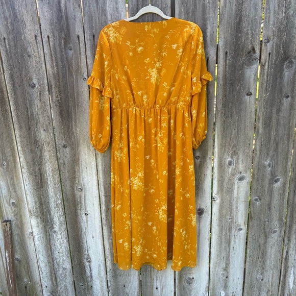 Madewell Ruffle Sleeve Button Front Dress Tonal Brown Size 6 - Picture 2 of 13